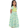 Girls Gul Block Print Ethnic Lehenga & Wrap Around Blouse 2-Piece Set, Green - Dresses - 7