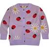 Daisy Bug Crew Neck Long Sleeve Knit Sweater, Lila - Cardigans - 1 - thumbnail