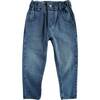 Daisy Bug Abi Elastic Waistband Denim Pants, Blue - Jeans - 1 - thumbnail