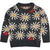 Daisy Bug Crew Neck Long Sleeve Knit Sweater, Gray - Sweaters - 1 - thumbnail