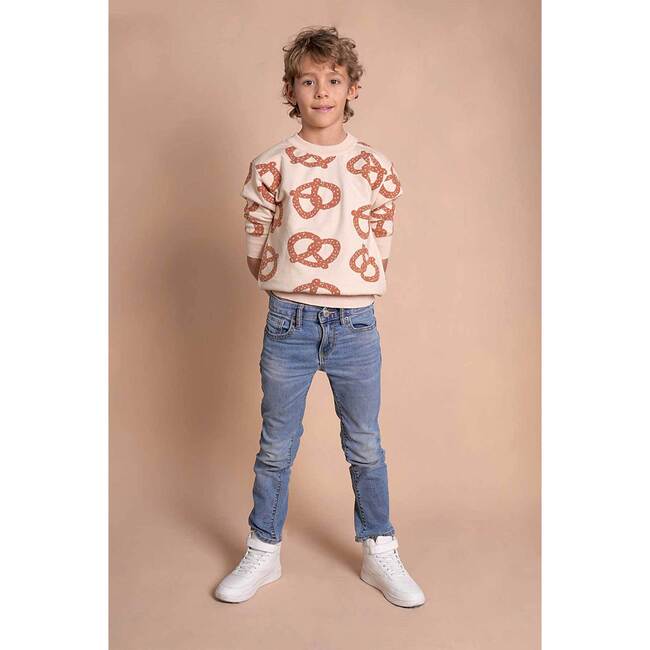 Pretzels Crew Neck Long Sleeve Knit Sweater, Brown - Sweaters - 2