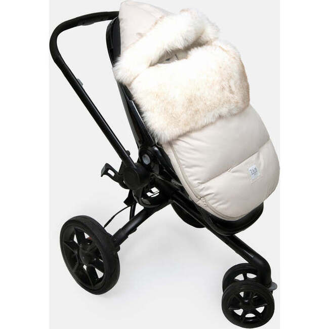 TundraPOD Plush Zipper Sleep Pod, White Fur & Beige Heather - Stroller Accessories - 2