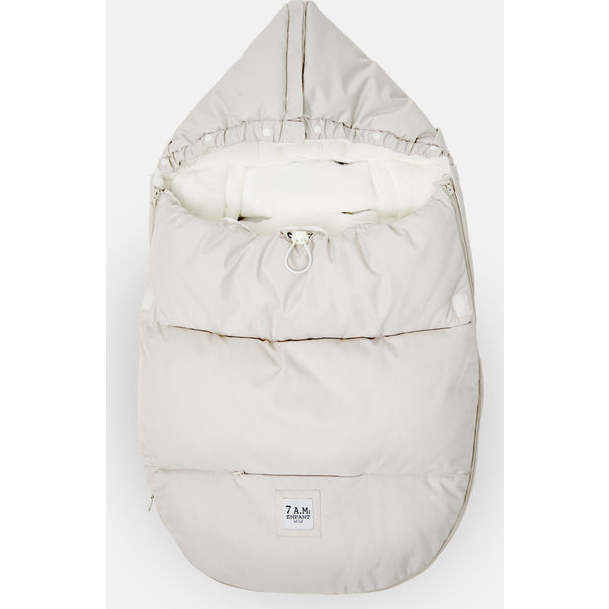 TundraPOD Plush Zipper Sleep Pod, White Fur & Beige Heather - Stroller Accessories - 5