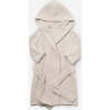 Fuzzy Waist Tie Hooded Robe, Ecru - Robes - 1 - thumbnail