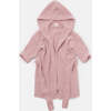 Fuzzy Waist Tie Hooded Robe, Ash Rose - Robes - 1 - thumbnail