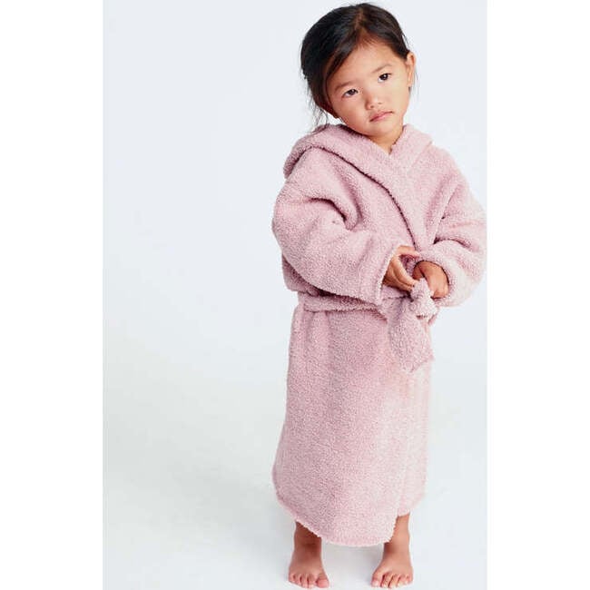 Fuzzy Waist Tie Hooded Robe, Ash Rose - Robes - 3