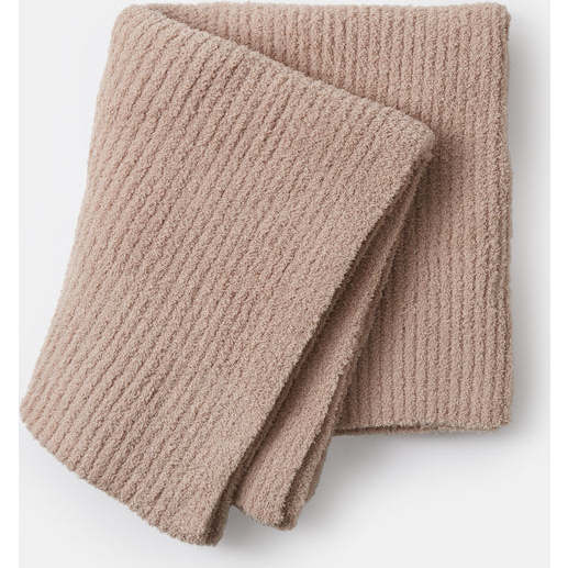 Fuzzy Cushy Ribbed Blanket, Pecan