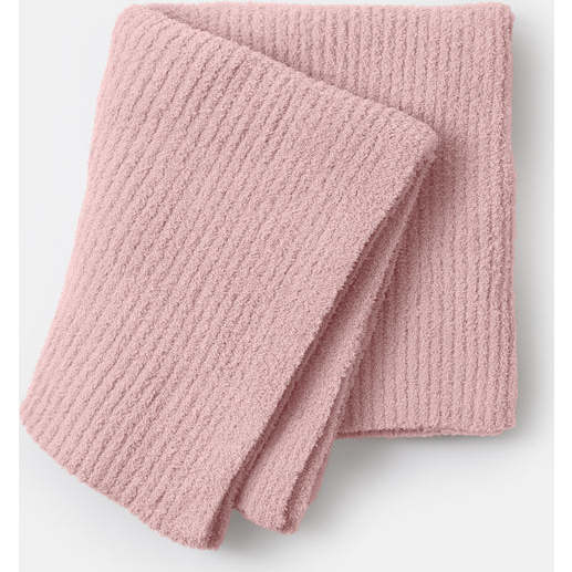 Fuzzy Cushy Ribbed Blanket, Ash Rose - Blankets - 1