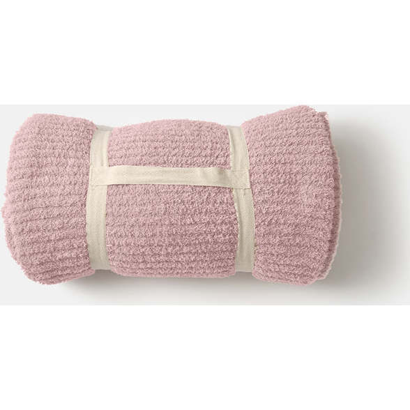 Fuzzy Cushy Ribbed Blanket, Ash Rose - Blankets - 3