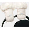 Fluffy Warmmuffs Tundra, White Fur & Beige Heather - Stroller Accessories - 1 - thumbnail