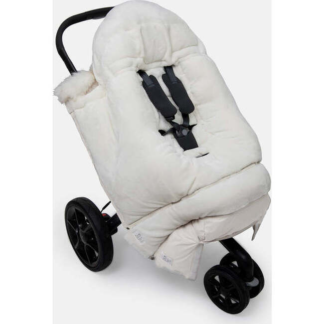 Evolution Tundra 212 Hook-N-Loop Zipper Blanket, White Fur & Beige Heather - Stroller Accessories - 2