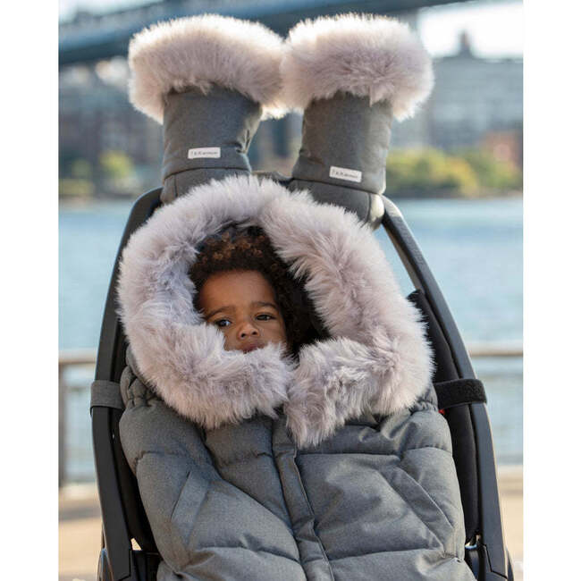 Evolution Tundra 212 Hook-N-Loop Zipper Blanket, Heather Grey Dark Faux Fur - Stroller Accessories - 2