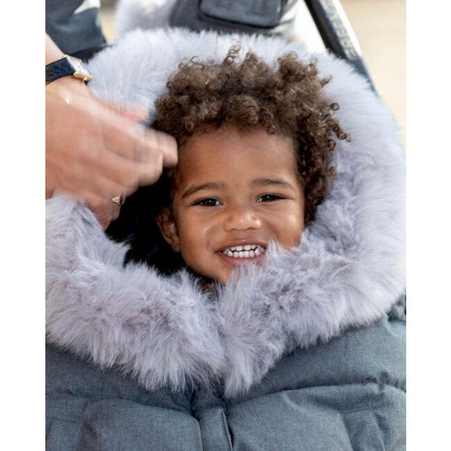Evolution Tundra 212 Hook-N-Loop Zipper Blanket, Heather Grey Dark Faux Fur - Stroller Accessories - 3