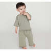 Baby My Boxy Cotton Rolled Edge Relaxed Fit Pants, Sage - Pants - 4