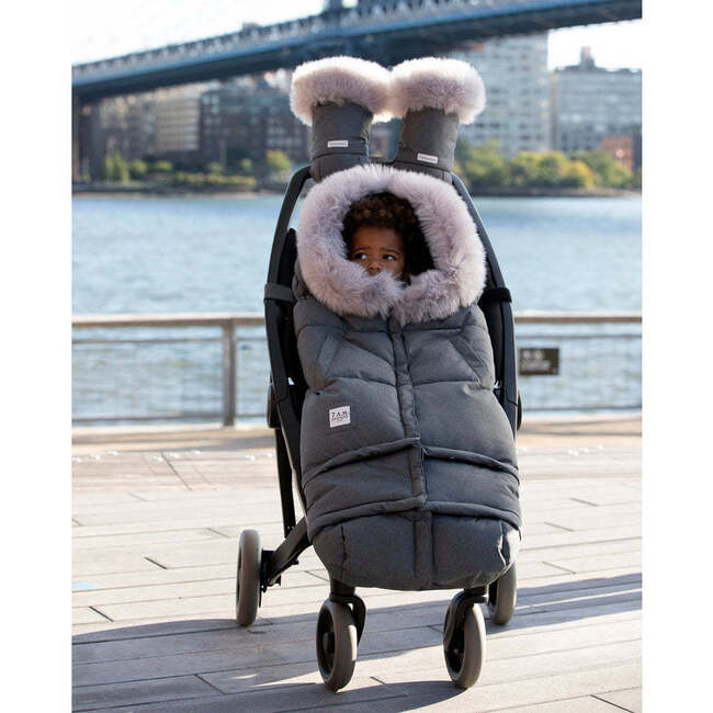 Evolution Tundra 212 Hook-N-Loop Zipper Blanket, Heather Grey Dark Faux Fur - Stroller Accessories - 4
