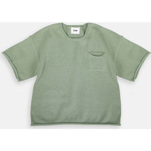 Baby My Boxy Cotton Crew Neck Pocket Tee, Sage