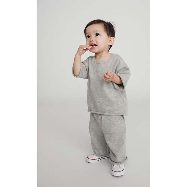 Baby My Boxy Cotton Rolled Edge Relaxed Fit Pants, Heather Grey - Pants - 2