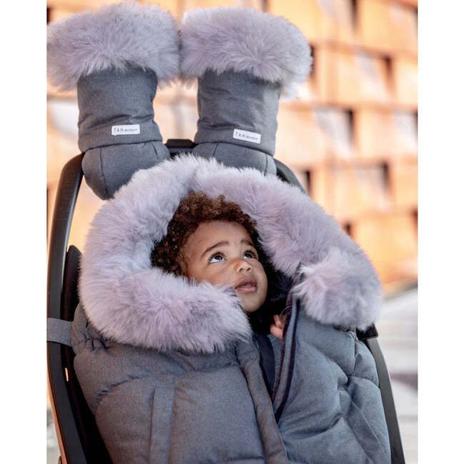 Evolution Tundra 212 Hook-N-Loop Zipper Blanket, Heather Grey Dark Faux Fur - Stroller Accessories - 6
