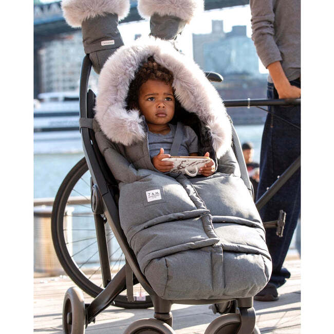 Evolution Tundra 212 Hook-N-Loop Zipper Blanket, Heather Grey Dark Faux Fur - Stroller Accessories - 7