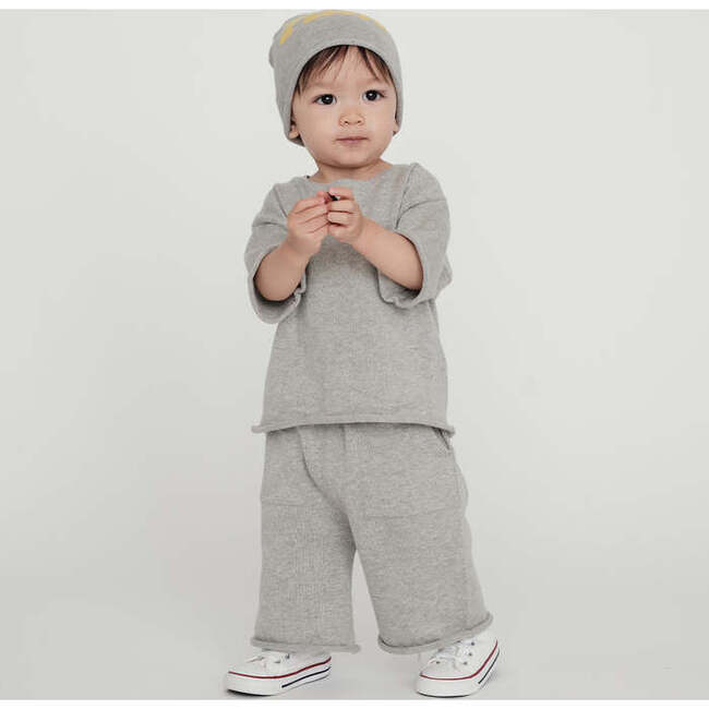 Baby My Boxy Cotton Rolled Edge Relaxed Fit Pants, Heather Grey - Pants - 5