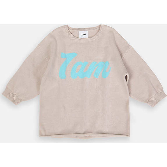 Baby My Boxy Cotton Crew Neck Long Sleeve Top, Oat