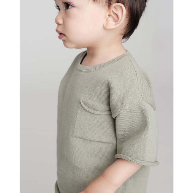 Baby My Boxy Cotton Crew Neck Pocket Tee, Sage - Shirts - 5