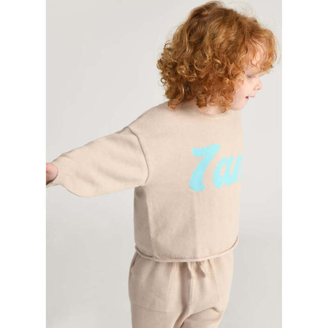 Baby My Boxy Cotton Crew Neck Long Sleeve Top, Oat - Shirts - 2