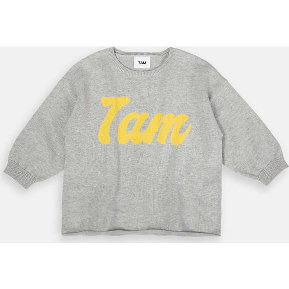 Baby My Boxy Cotton Crew Neck Long Sleeve Top, Heather Grey