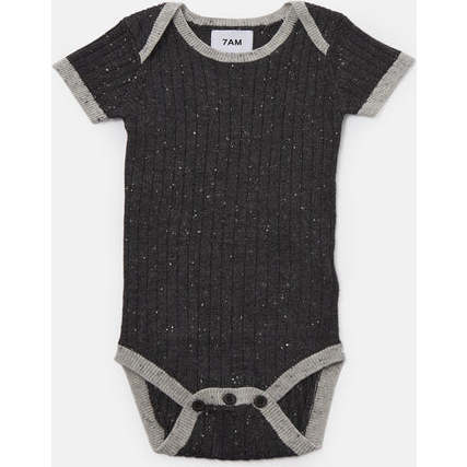 Baby Hug Me Short Sleeve Bodysuit, Black Melange