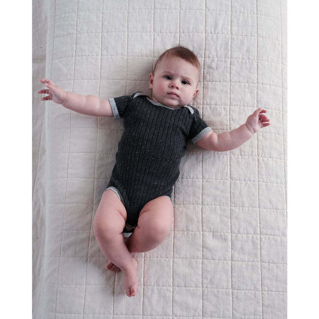 Baby Hug Me Short Sleeve Bodysuit, Black Melange - Onesies - 4