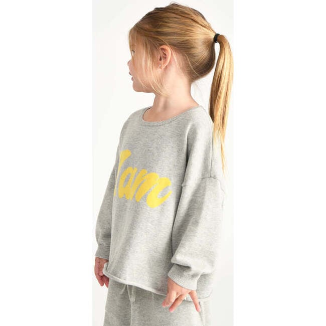 Baby My Boxy Cotton Crew Neck Long Sleeve Top, Heather Grey - Shirts - 4