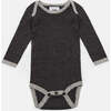 Baby Hug Me Long Sleeve Bodysuit, Black Melange - Onesies - 1 - thumbnail