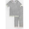 Baby Hug Me Ribbed Contrast Trim Short Sleeve Top, Heather Grey - Shirts - 3