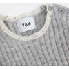 Baby Hug Me Ribbed Contrast Trim Short Sleeve Top, Heather Grey - Shirts - 4