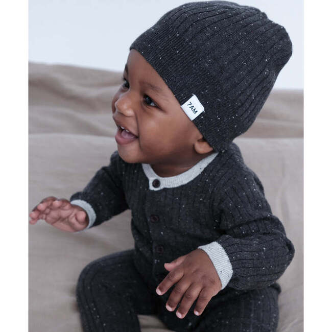 Baby Hug Me Beanie, Black Melange - Hats - 2