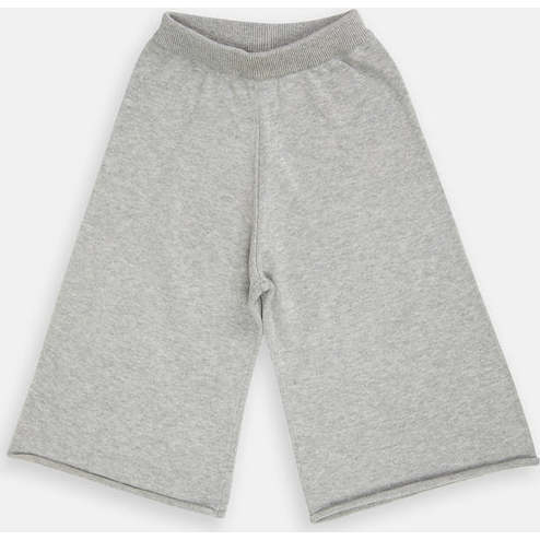 Baby Girls My Boxy Cotton Rolled Edge Wide Leg Pants, Heather Grey