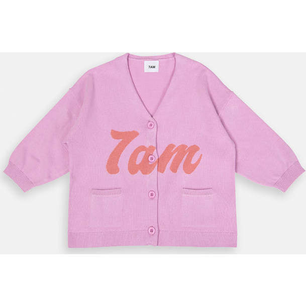 Baby Girls My Boxy Cotton V-Neck Cardigan, Pink