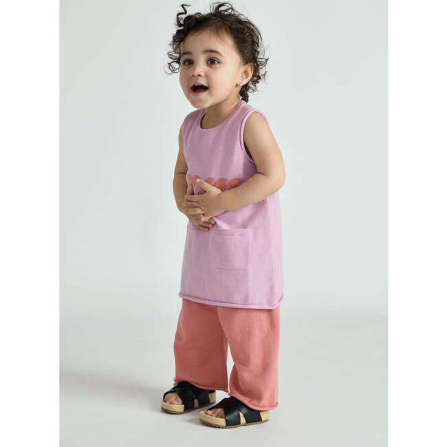 Baby Girls My Boxy Cotton Rolled Edge Relaxed Fit Pants, Coral - Pants - 2