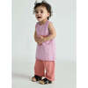 Baby Girls My Boxy Cotton Rolled Edge Relaxed Fit Pants, Coral - Pants - 2