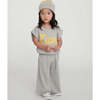 Baby Girls My Boxy Cotton Rolled Edge Wide Leg Pants, Heather Grey - Pants - 3