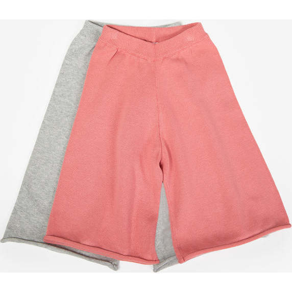 Baby Girls My Boxy Cotton Rolled Edge Wide Leg Pants, Coral - Pants - 2