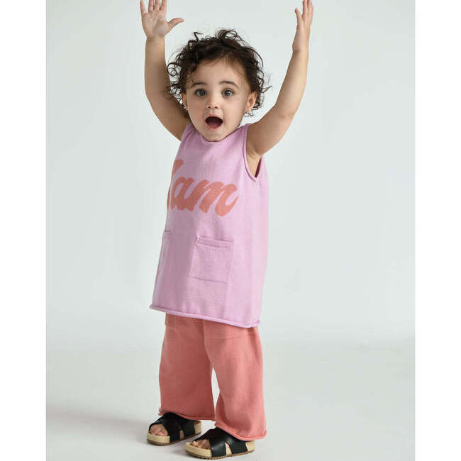 Baby Girls My Boxy Cotton Rolled Edge Relaxed Fit Pants, Coral - Pants - 3