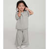 Baby Girls My Boxy Cotton Rolled Edge Wide Leg Pants, Heather Grey - Pants - 4