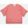 Baby Girls My Boxy Cotton Crew Neck Pocket Tee, Coral - Shirts - 1 - thumbnail