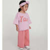 Baby Girls My Boxy Cotton Rolled Edge Wide Leg Pants, Coral - Pants - 6