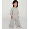 Baby Girls My Boxy Cotton Rolled Edge Wide Leg Pants, Heather Grey - Pants - 6