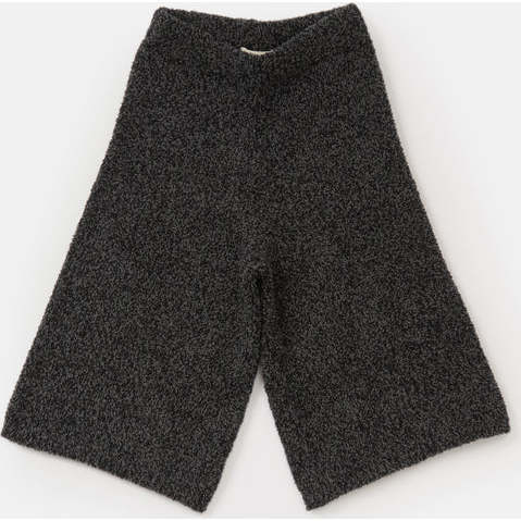 Baby Girls Fuzzy Wide Leg Relaxed Fit Pants, Black Melange