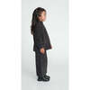 Baby Girls Fuzzy Wide Leg Relaxed Fit Pants, Black Melange - Pants - 3