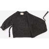 Baby Girls Fuzzy Long Tight Sleeve Kimono Wrap Top, Black Melange - Shirts - 4