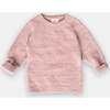 Baby Girls Fuzzy Crew Neck Long Sleeve Top, Ash Rose - Shirts - 1 - thumbnail